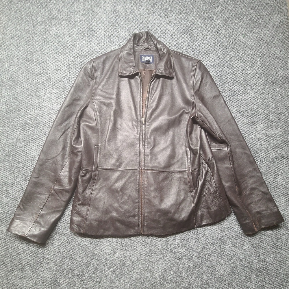 BLASSPORT WOMEN'S LARGE Brown LEATHER  FULL ZIP JACKET 100% Leather